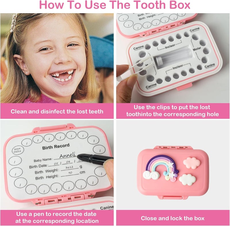 iweener Baby tooth souvenir box,Tooth Saver Tooth Container for,Lost Teeth,Teeth Storage Holder for Tooth,FairyToothSaver,preservingchildren's tooth childhood memories (Pink) - Image 4
